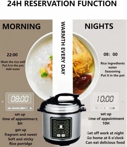 Miniatura 3 de Olla a presión eléctrica 10 en 1 con función de reserva de 24 horas, olla de cocción lenta, arrocera, wok, pastel, yogur, etc., 6 L, acero