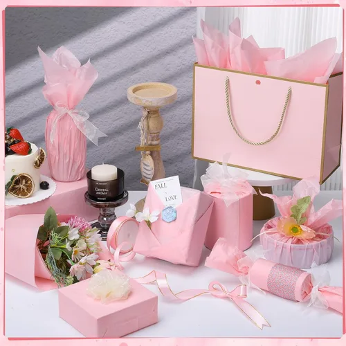 Miniatura 4 de woric 160 hojas de papel de seda rosa para bolsas de regalo de 20 x 14 pulgadas, papel de seda de envoltura a granel para manualidades