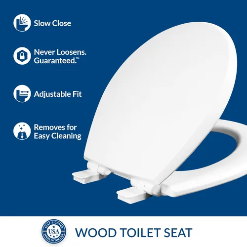 Miniatura 2 de Asiento de inodoro Mayfair Cassel con cierre lento, fácil de limpiar, asiento de madera premium antideslizante, fácil de instalar, fabricado en EE.