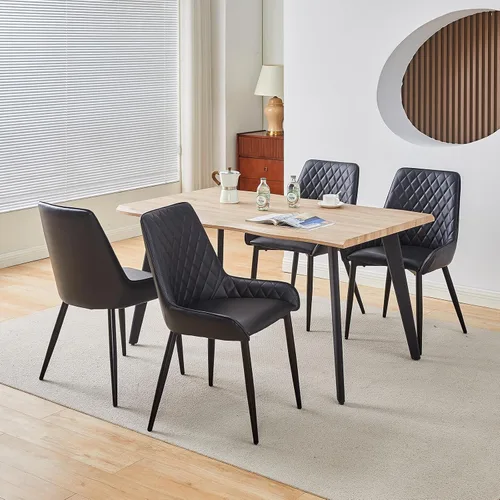 Miniatura 8 de TUKAILAi Juego de 2 sillas de comedor de piel sintética, moderno sillón con asiento tapizado y patas de metal, silla de ocio de poliuretano