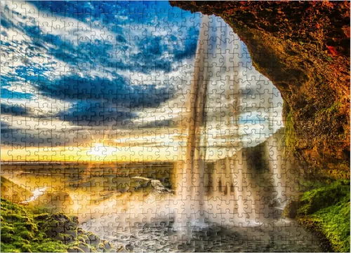 Miniatura 8 de MyPuzzle Seljalandsfoss Waterfall At Sunset Iceland - Rompecabezas prémium de 100 piezas para adultos