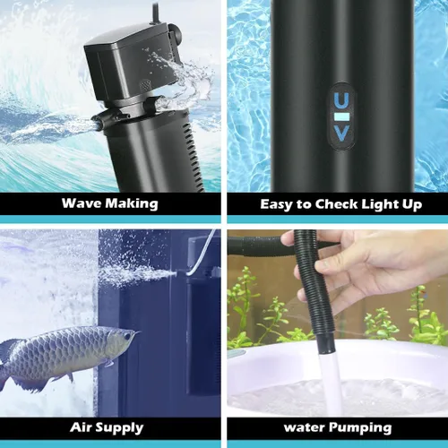 Miniatura 7 de Filtro de Acuario para Tanque de 100-400 Galones, U-V Máquina Verde Limpia para Tanque de Peces Submersible Bomba Poderosa Filtro de Recipiente