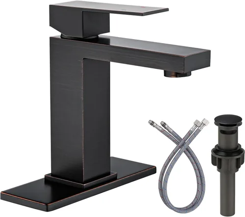 Miniatura 12 de Grifo de baño negro ARCORA Grifo negro mate para lavabo de baño Grifo de baño moderno de un solo agujero con líneas de suministro cUPC y desagüe