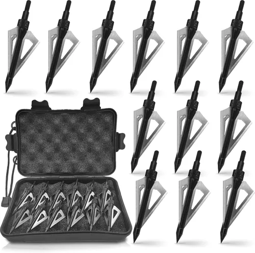 Puntas anchas de tiro con arco, 100 granos atornillados con flecha, 3 cuchillas, cabezas de caza, puntas de flecha compatibles con ballesta y arco
