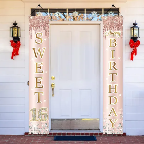 Miniatura 13 de Decoración de cumpleaños número 13 para niñas, cartel de feliz cumpleaños de 13 adolescentes, suministros para fiesta, telón de fondo de cumpleaños