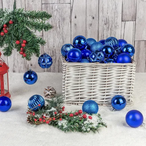 Miniatura 17 de AMS Esferas de Navidad de 2.36 pulgadas/60mm, 34 unidades, adornos grandes, decoraciones para fiestas, inastillables, colgantes festivos para Negro