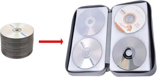 Miniatura 6 de UENTIP Funda para CD, capacidad para 96 CD, de plástico duro, cartera protectora para CD/DVD, para coche, hogar, viajes (96, negro) CD DVD