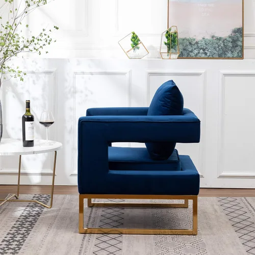 Miniatura 7 de Roundhill Furniture Lenola - Silla tapizada con brazos, color azul, 29.75 pulgadas de profundidad x 27.5 pulgadas de ancho x 34.5 pulgadas de alto