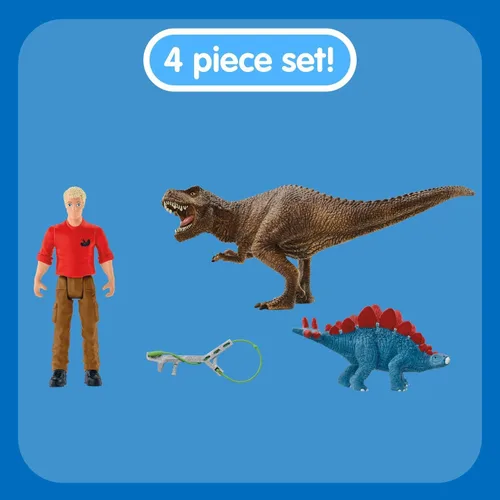 Miniatura 5 de Schleich Dinosaurs - Juego de 5 piezas de tiranosaurio Rex Attack - Juguete de dinosaurio para niños y niñas - Figuras de dinosaurio para niños a