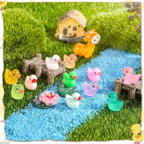 Miniatura 7 de selizo 180 mini patos de resina, pequeño pato para jardín de hadas de micro paisaje, adorno de casa de muñecas para bromas de escondite, recuerdos