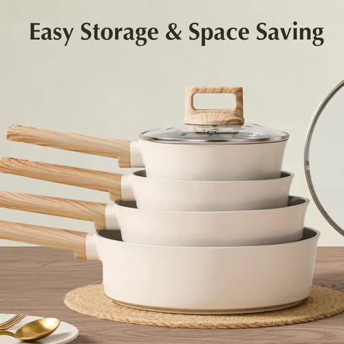 Miniatura 6 de KOCH SYSTEME CS Sartén antiadherente de 8 pulgadas, sartén de cerámica no tóxica con tapa de vidrio, sartenes antiadherentes para tortillas, sartén