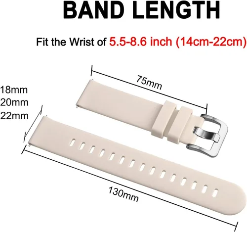 Miniatura 81 de BISONSTRAP Correas de reloj de silicona, correas de reloj delgadas con liberación rápida, 0.787 in, negro con hebilla negra