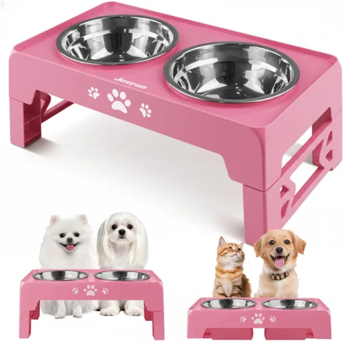 Miniatura 23 de Jovrun Cuencos Elevados para Perros, Comedero para Perros con Platos de Acero Inoxidable y Cuenco de Alimentación Lenta, Soporte Elevado Ajustable