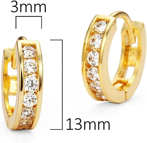 Miniatura 2 de Arete de latón chapado en oro 14K tipo argolla para niñas