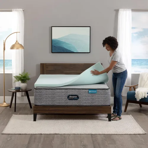 Miniatura 3 de Beautyrest Thermagel Deluxe - Cubrecolchón de espuma viscoelástica para aliviar la presión, tamaño individual, 2 pulgadas, color azul