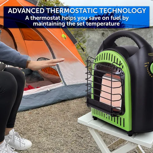 Miniatura 2 de Flame King YSN-CHS10 - Calentador portátil radiante espacial de propano de 10,000 BTU para interiores y exteriores para camping, garaje, pesca