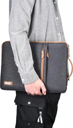 Miniatura 7 de LONMEN Funda para laptop de 14 pulgadas, protección de 360 grados y resistente al agua con asa retráctil, bolsa para laptop de 14 pulgadas Negro