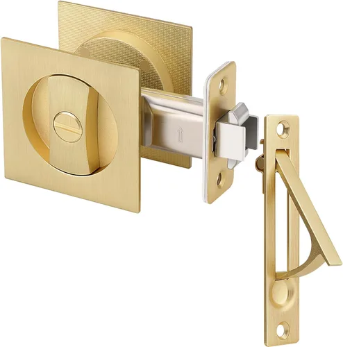 Miniatura 12 de Paquete de 6 manijas de puerta de paso para pasillo o armario, manijas interiores de latón satinado sin llaves, manijas de puerta interiores doradas
