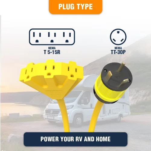 Miniatura 2 de Journeyman Pro - Adaptador de cable de alimentación para generador L5-30 o TT-30P a triple 5-15R, divisor de 30 A a 15A/110 V Cables