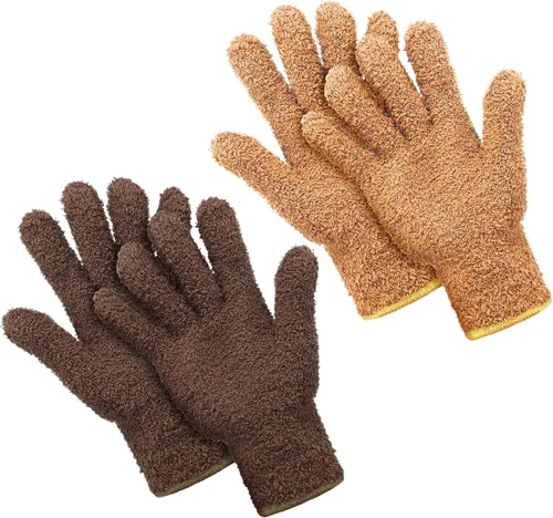 Miniatura 12 de Patelai 2 pares de guantes de microfibra para plantas, guantes de limpieza antipolvo, manoplas para el hogar, autos, persianas (azul, grande)