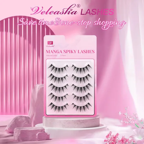 Miniatura 153 de Veleasha Pestañas postizas de manga puntiagudas, 100% hechas a mano, aspecto natural, pestañas postizas ligeras con banda transparente suave