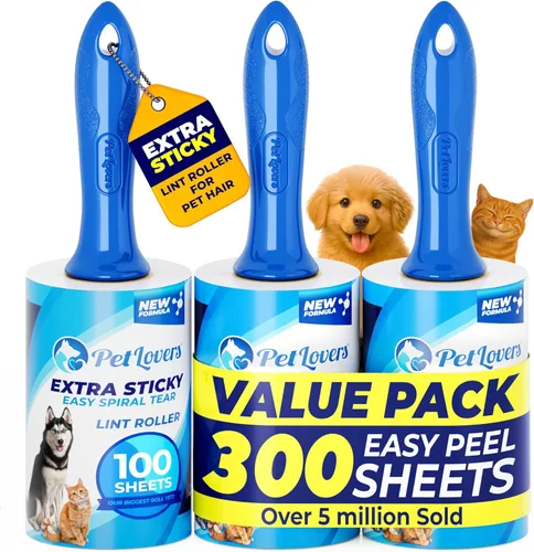 Miniatura 10 de PetLovers Juego de Rodillos de Pelusa Extra Adhesivos de Gran Valor 600 Hojas para la Remoción de Pelo de Mascotas, Removedor de Pelusa para Perros