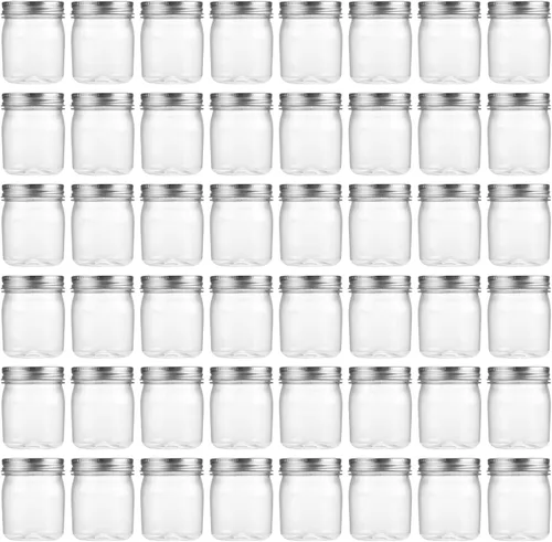 Miniatura 20 de novelinks Tarros de plástico transparente de 8 onzas con tapas herméticas, paquete de 16 tarros de plástico con tapas de 8 onzas, recipientes de Oro