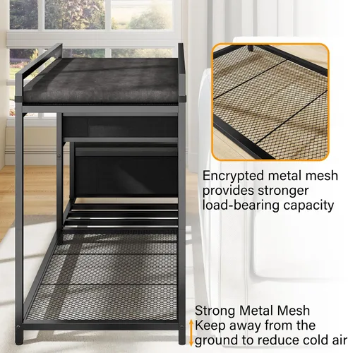 Miniatura 6 de kepptory Litera para mascotas con escaleras y almacenamiento, camas para perros fijadas a la cama humana, cuna para perros y gatos pequeños, Negro