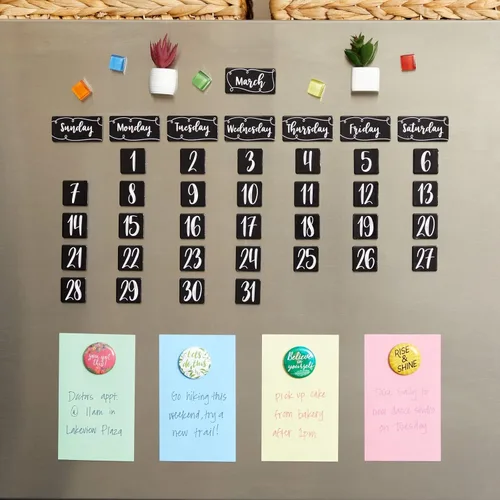 Miniatura 2 de Juvale Números magnéticos para calendario de pizarra blanca, color negro, 50 piezas, imanes de números de calendario y días y meses magnéticos