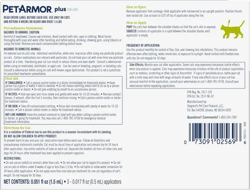 Miniatura 9 de petarmor Plus & de pulgas Tick Tratamiento para gatos, más de 1,5 kg, 3 ct