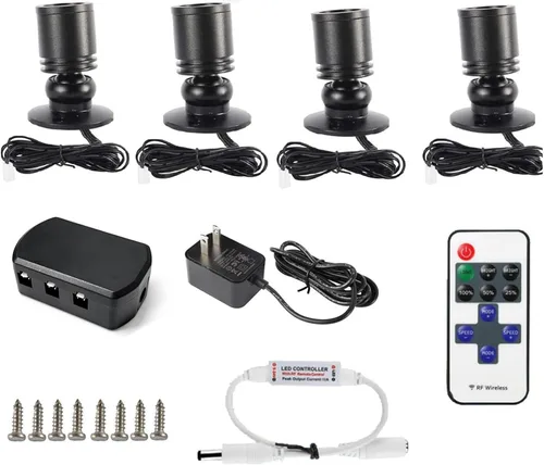 Miniatura 10 de DEDC 6 mini luces LED tipo spot, 1W 5V 6000K, luces para debajo del gabinete, mini focos para exhibiciones con atenuador