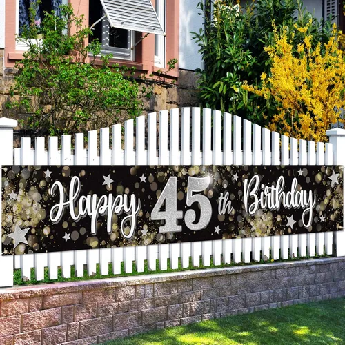 Miniatura 6 de Decoraciones de feliz cumpleaños número 10, globo de estrella de ensueño negro y plateado grande cartel colgante de cumpleaños, suministros