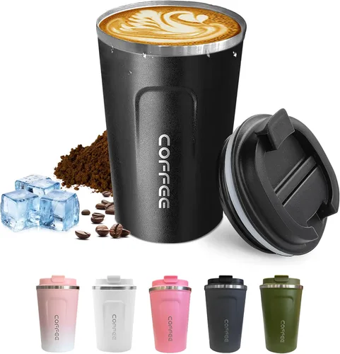 SPLMIFA Tazas de café de viaje a prueba de fugas, tazas de café reutilizables con tapas, vasos de café aislados al vacío de acero inoxidable, tazas