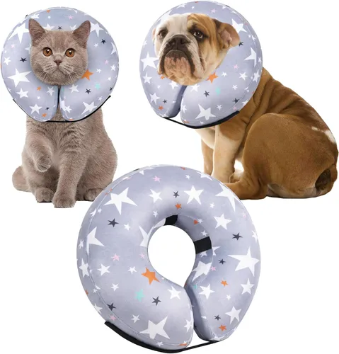 Miniatura 6 de Collar de Dona de Recuperación para Perros y Gatos, Collar de Cono de Perro Inflable Alternativa Después de la Cirugía, Cono Suave para Perros Azul