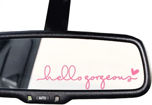 2 calcomanías de vinilo con el texto “Hello Gorgeous” para espejo retrovisor, botella de agua, cuidado personal, para la ventana del auto y laptop,