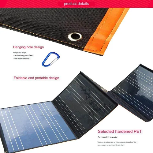 Miniatura 7 de Panel solar portátil plegable de 400 W, panel de silicona monocristalino, impermeable, con cable de alimentación, adecuado para familias de viajes
