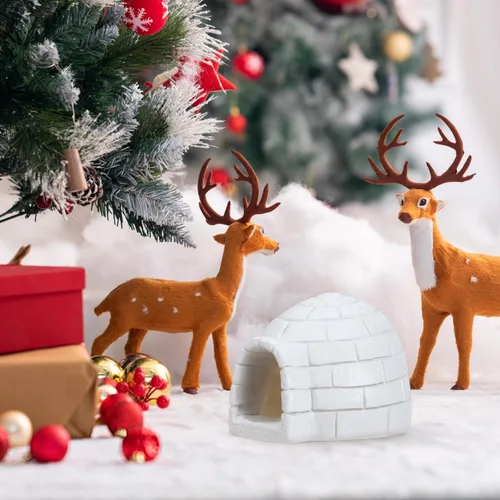 Miniatura 7 de HOMSFOU Mini figura de iglú modelo de casa de hielo de 2.16 x 1.88 x 1.77 pulgadas, adorno de decoración ártica para niños, casa de muñecas, micro