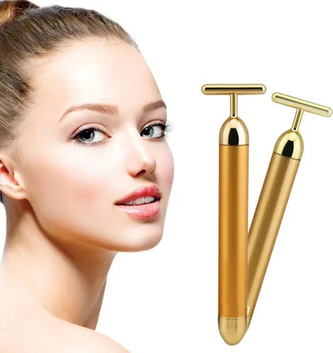 Miniatura 2 de pulsera de oro de 24 k, masajeador facial en forma de T, Angel Kiss Beauty Bar, belleza facial, masajeador con energía