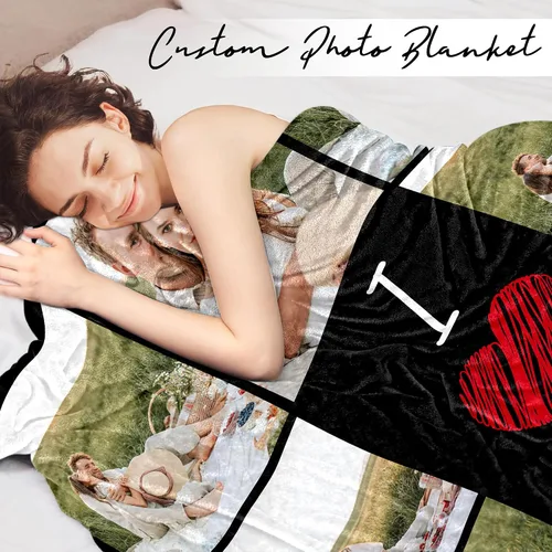 Miniatura 2 de Manta personalizada con foto, manta de collage personalizada con tu propia imagen, fabricada en Estados Unidos, regalo para ella, él, mujeres