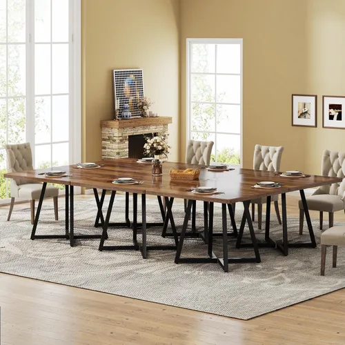 Miniatura 23 de Tribesigns Mesa de comedor cuadrada para 2, mesa de comedor industrial de 31.5 pulgadas con base de metal, mesa de cocina para comedor, espacio