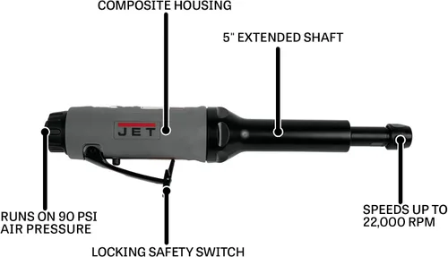 Miniatura 2 de JET Amoladora de troquel compuesta extendida recta de 1/4 pulgadas, 22000 RPM (modelo JAT-417)