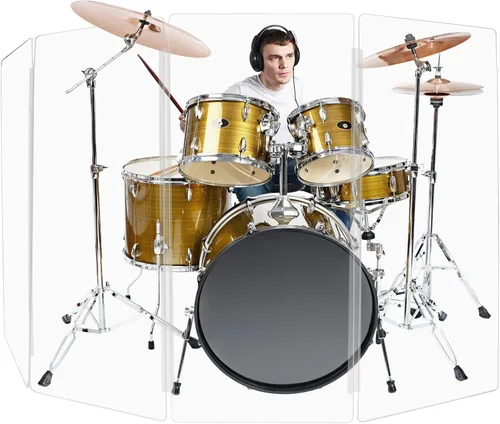 Miniatura 13 de PENNZONI Drum Shield de 4 pies con deflectores y bisagras de plástico, viene con 6 paneles de tambor, bisagras de plástico y conectores