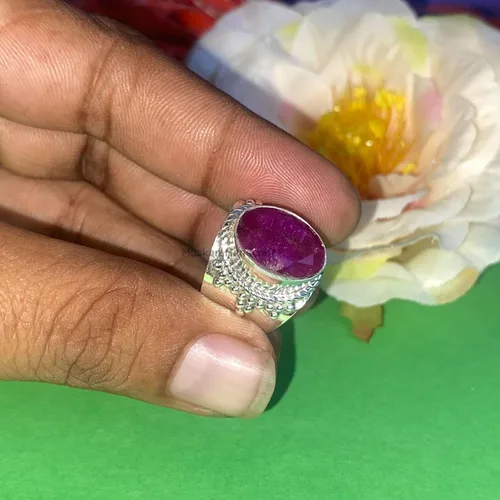 Miniatura 8 de Anillo de plata de ley 925 con piedras preciosas ovaladas auténticas, hecho a mano, hermoso regalo de Navidad para ella