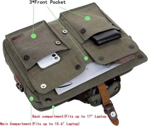 Miniatura 3 de Elegante 17 pulgadas de lona portátil bolsa de mensajero maletín vintage Crossbody bolsa de hombro militar para hombres BC-07 Stylish