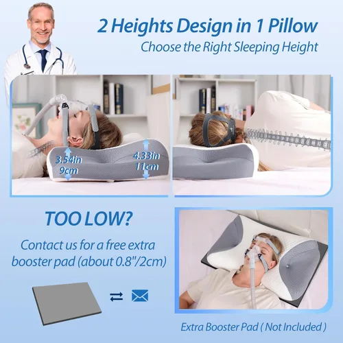 Miniatura 5 de HOMCA Almohada CPAP para dormir de lado, almohadas nasales CPAP para todos los usuarios de máscaras CPAP para reducir las fugas de aire y la presión