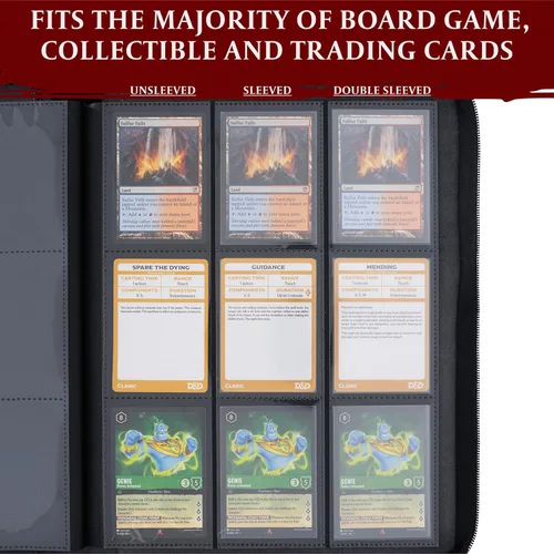 Miniatura 6 de Carpeta de tarjetas coleccionables – Álbum de 9 bolsillos con cremallera – Carpeta de carga lateral 360 para TCG – Piel sintética 3D – Para MTG, Azul
