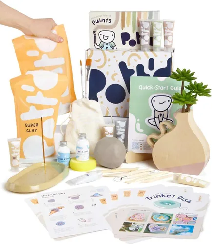 Miniatura 10 de Pott'd Arcilla seca al aire para adultos. Kit de cerámica casera para principiantes para adultos. Manualidades de bricolaje incluye: arcilla seca al