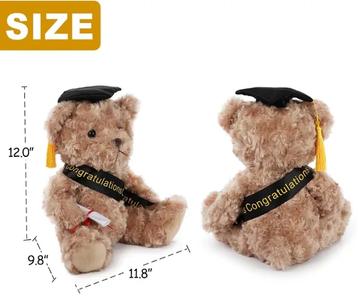 Miniatura 5 de WEIGEDU Oso de peluche de regalo de graduación con gorra, banda y diploma, regalo de graduación para niños, estudiantes, niños y niñas, 12 pulgadas