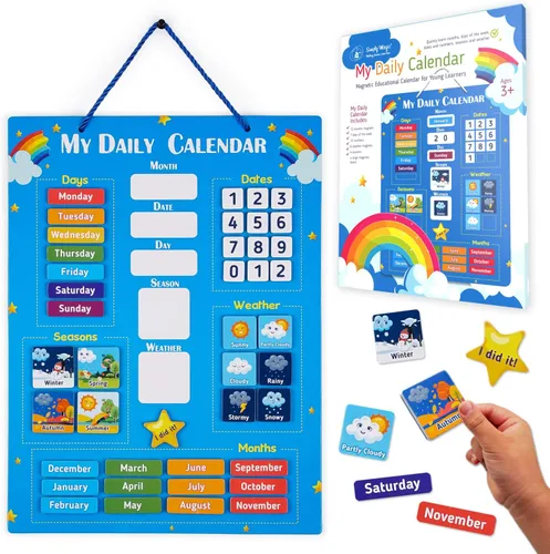 Calendario Infantil Simply Magic 2025 - Mi Primer Calendario Magnético Diario para Niños, Todo Sobre Hoy Tablero, Calendarios de Días de la Semana