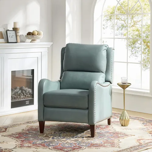 Miniatura 22 de HULALA HOME Silla Reclinable de Cuero Genuino, Sillón Reclinable Moderno de Empuje hacia Atrás con Asiento Grueso, Respaldo y Reposapiés, Decoración